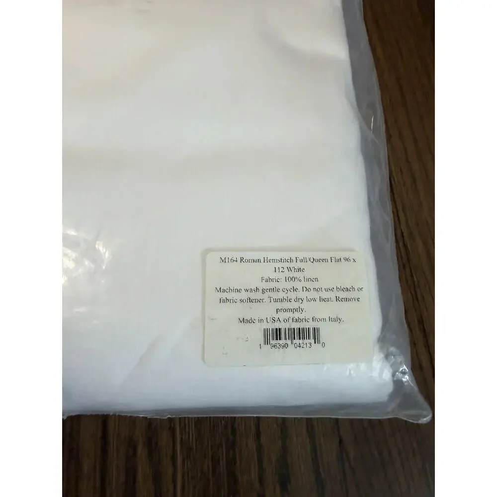 Matouk 100% Linen Roman Flat Sheet White Full/queen NWT $495